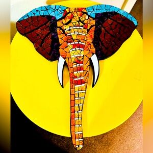 Beautiful Multicolor Elephant Head Mosaic Wall Art Hanging MAKE ME A OFFER!!